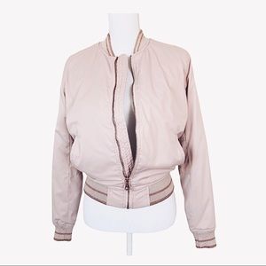 AEO Women’s Pink Rose Gold Bomber Puffer Jacket XS